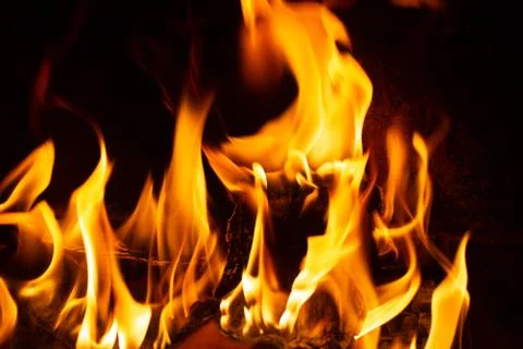 Fire in a fireplace Stock Photos