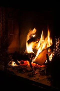 Fire in a fireplace Stock Photos