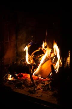 Fire in a fireplace Stock Photos