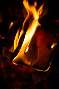 Fire in a fireplace Foto stock