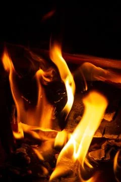 Fire in a fireplace Foto stock