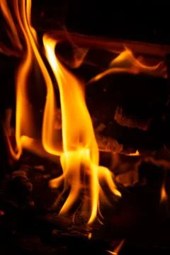 Fire in a fireplace 스톡 사진