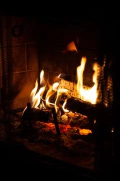 Fire in a fireplace Stock Photos