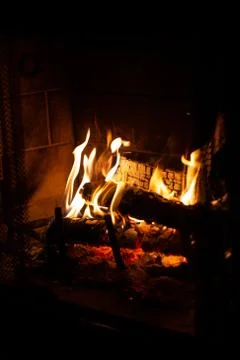 Fire in a fireplace Stock-Fotos