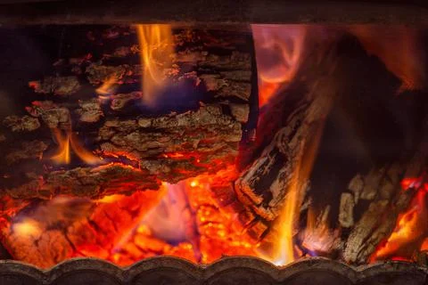 Fire in the fireplace Stock Photos