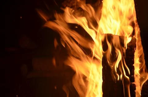 Fire in the fireplace Stock Photos