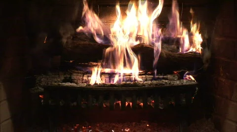 Fire in fireplace with sound Stock Footage 96804