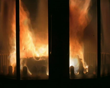 Fire in the fireplace time lapse 1 PAL Video stock 322138