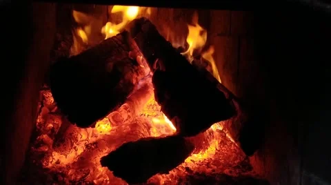Fire in the fireplace. TV background with fireplace in new york. Stock Footage 196969528