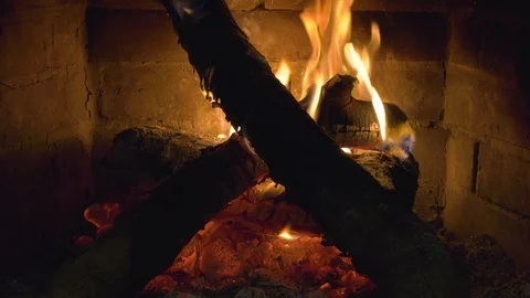 Fire in the fireplace UHD Stock Footage