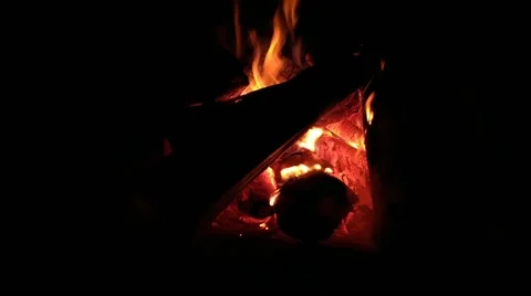 Fire in the fireplace to warm up the house Stock Footage 181456538