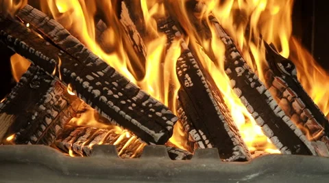 Fire in the fireplace zoom out Stock Footage 62236019