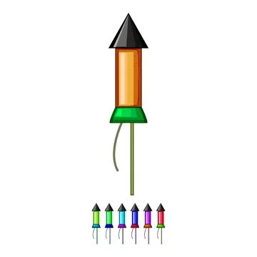 Fire firework rocket cartoon vector graphic Illustrazione stock
