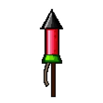 Fire firework rocket pixel art vector illustration Stock Illustration