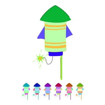 Fire firework rocket vector cartoon graphic Stock Illustration