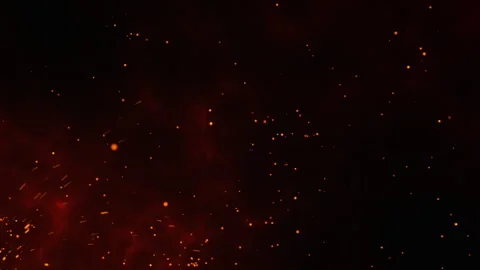 Fire flakes moving towards the maroon sky with the feeling of a huge fire 스톡 동영상 246565353