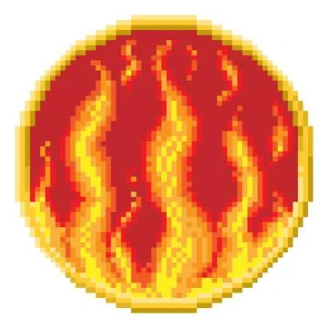 Fire Flame 4 Elements Zodiac Pixel Art Sign Stock Illustration