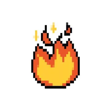 Fire flame 8 bits pixelated style icon 스톡 일러스트