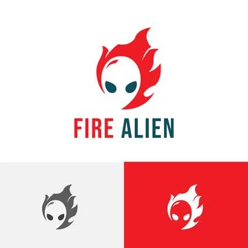 Fire Flame Alien Head Space Technology Game Logo Stock Illustration
