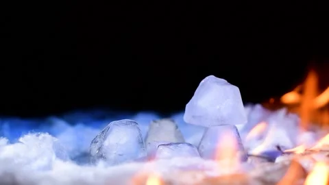 Fire Flame and Ice Cubes Video stock 133627708