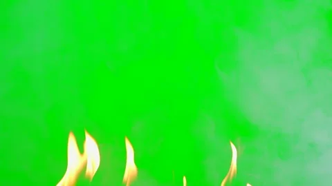 Fire flame and smoke burning and glowing on green screen background Stock Footage 247202239