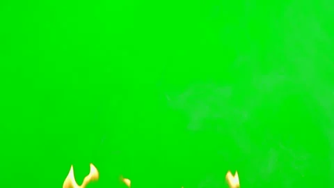 Fire flame and smoke burning and glowing on green screen background Stock Footage 247202600