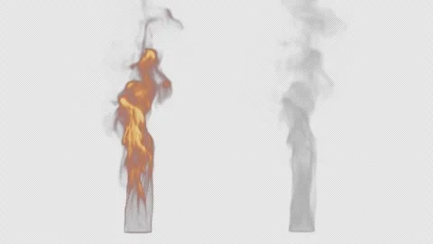 Fire Flame and Smoke Elements Pack Loop on Alpha Video stock 338079896