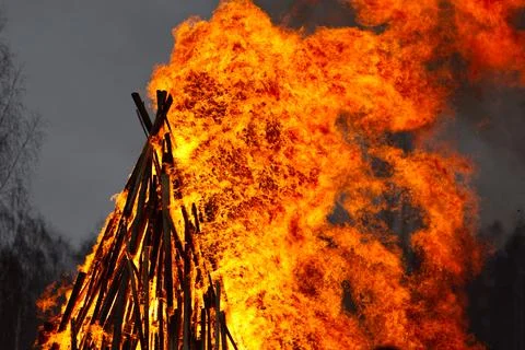 Fire flame background. Beautiful bright orange flames Stock Photos