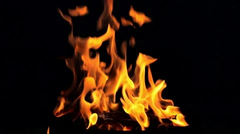 Fire flame on balck background SLOW MOTION LOOPING Stock Footage 8652738