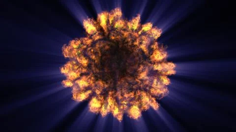 Fire flame ball explosion in space, illustration Illustrazione stock