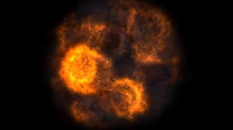 Fire flame ball explosion in space, illustration Illustrazione stock