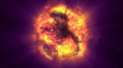 Fire flame ball explosion in space, illustration Illustrazione stock