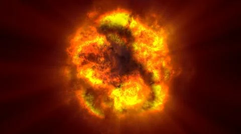 Fire flame ball explosion in space, illustration Illustrazione stock