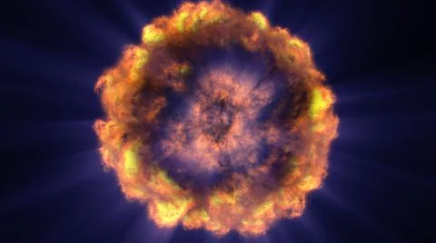Fire flame ball explosion in space, illustration Illustrazione stock