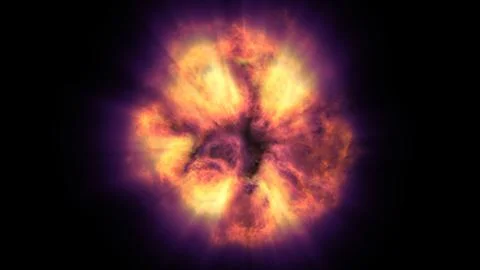 Fire flame ball explosion in space, illustration Stockillustratie