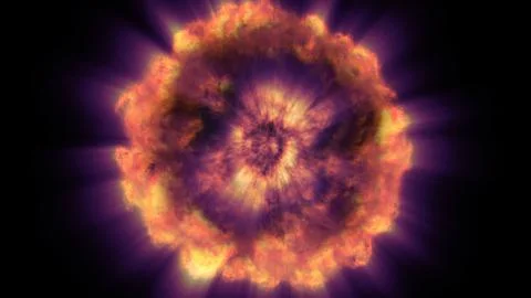 Fire flame ball explosion in space, illustration Illustrazione stock