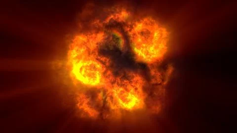Fire flame ball explosion in space, illustration Stock Illustration