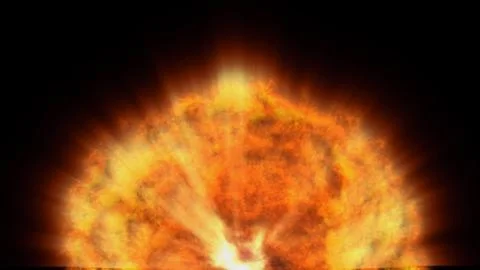 Fire flame ball explosion in space, illustration Stockillustratie