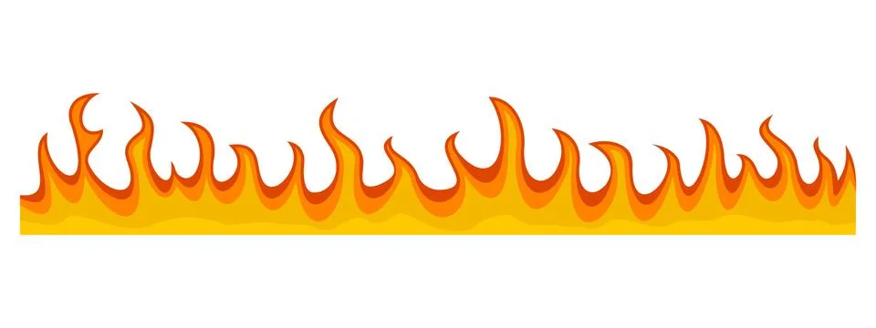 Fire flame banner horizontal, flat style Illustrazione stock