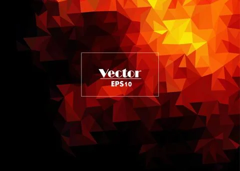 Fire flame on black background abstract vector image stylized from triangles Stock Illustration