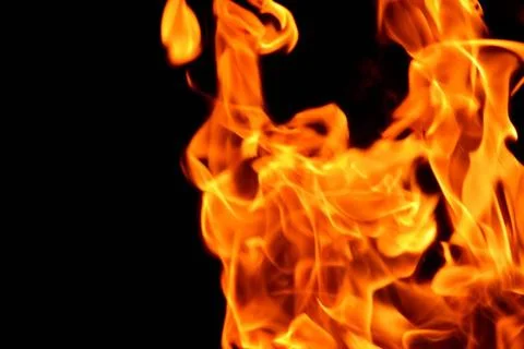 Fire flame on black background fire flame background pater frame on black ... 写真素材