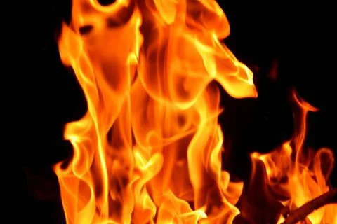 Fire flame on black background fire flame background pater frame on black ... 写真素材