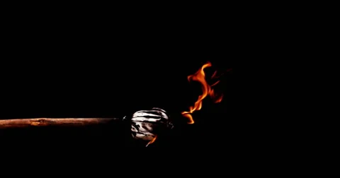 Fire Flame on black background Stock Footage 67536906