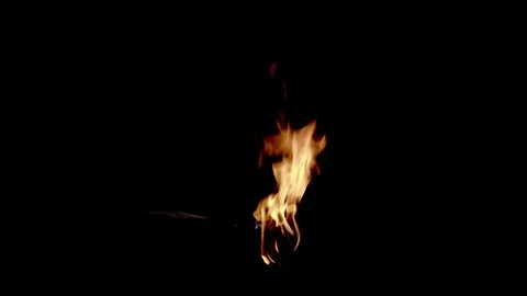 Fire Flame on Black Background Stock Footage 74415142