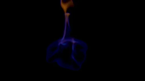 Fire Flame on Black Background or Darkness - Slow Motion Stock Footage 129628034
