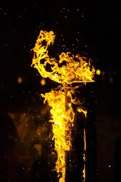Fire flame on the black background Stock Photos