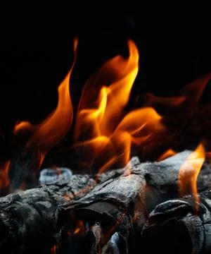 Fire flame on black background Foto stock