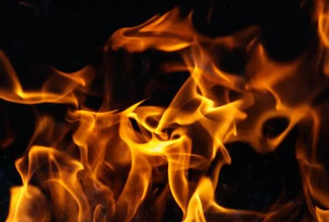 Fire flame on black background Foto stock
