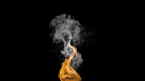 Fire flame on a black background with smoke. 3d render. Stock Photos