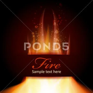 Fire flame on black background with Text space Stock Illustration